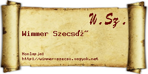 Wimmer Szecső névjegykártya